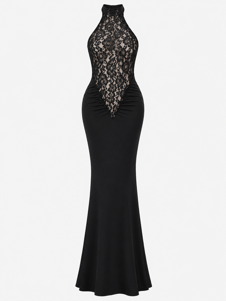 Noëlle Lace Halter Maxi Dress