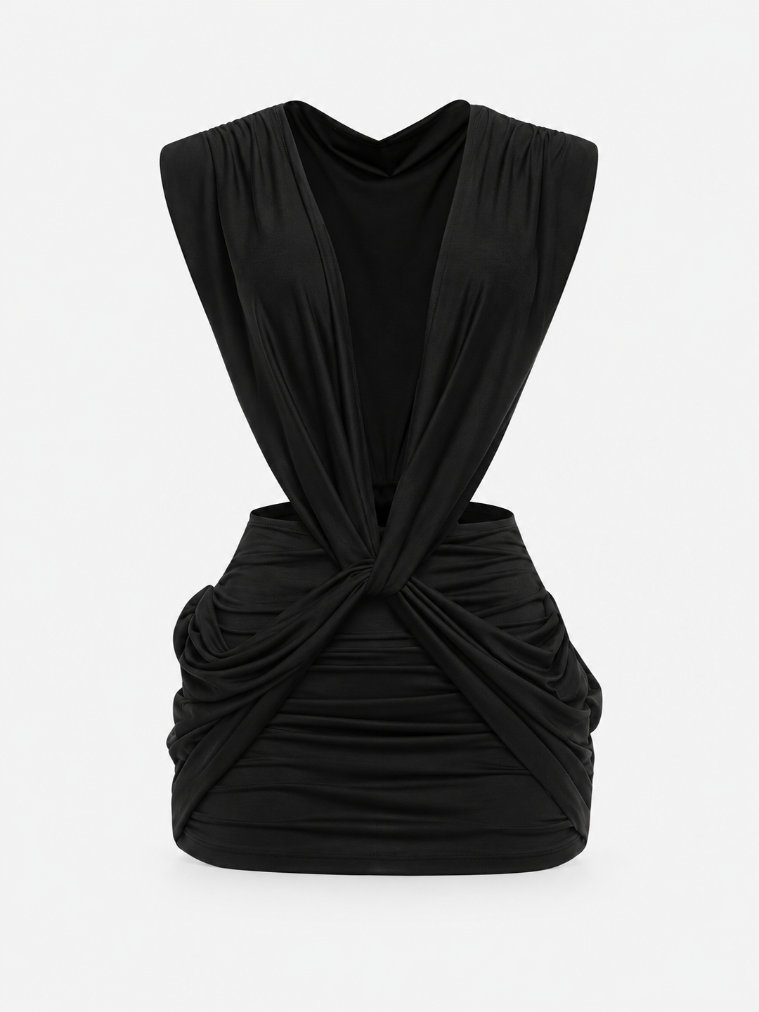 Éva Sexy Cross  Deep V-Neck Ruched Dress
