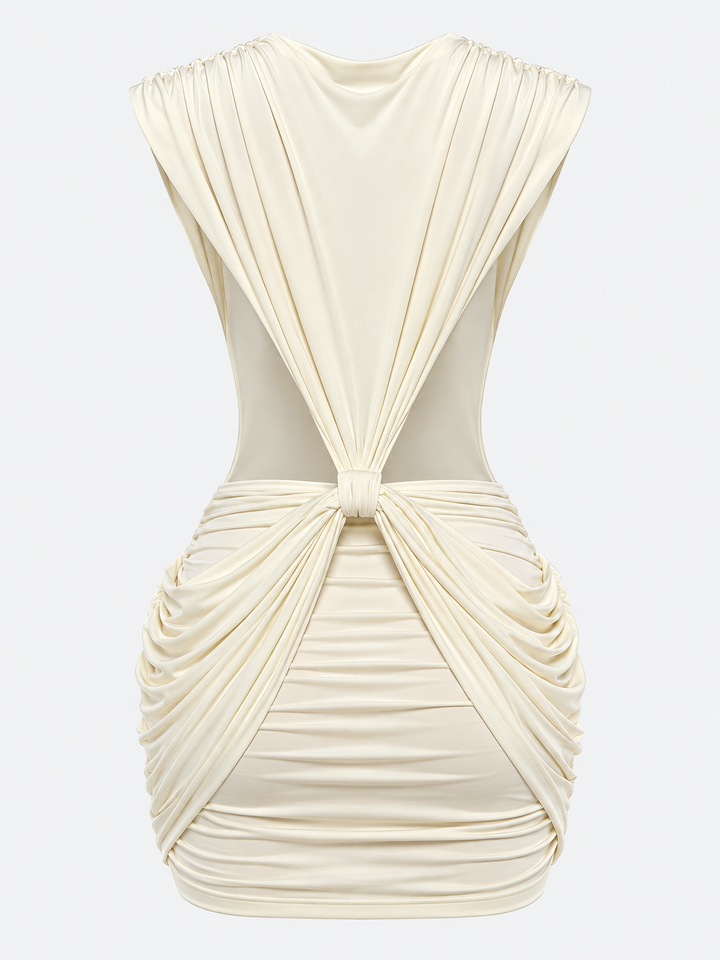 Éva Sexy Cross  Deep V-Neck Ruched Dress