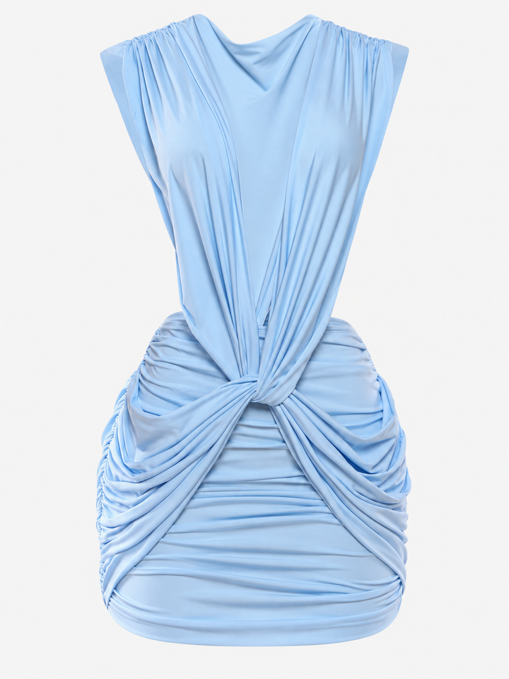 Éva Sexy Cross  Deep V-Neck Ruched Dress