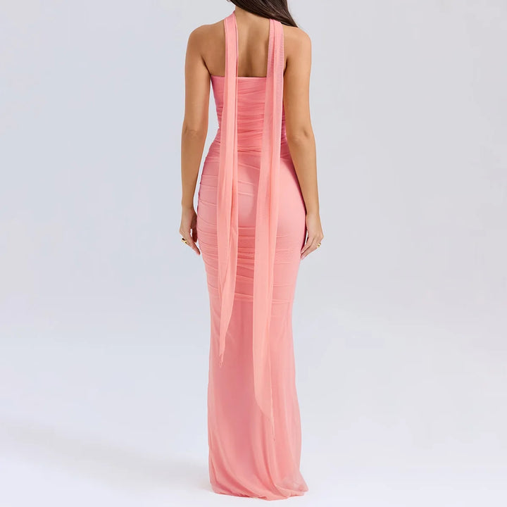 Cropped Top Long Dress Set