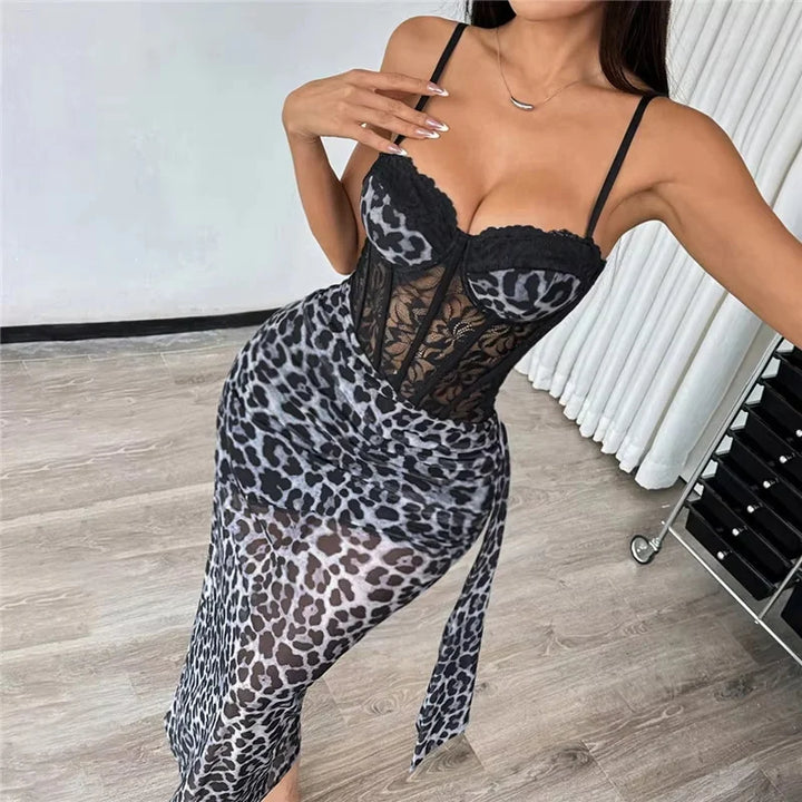 Romy Leopard Lace Maxi Dress