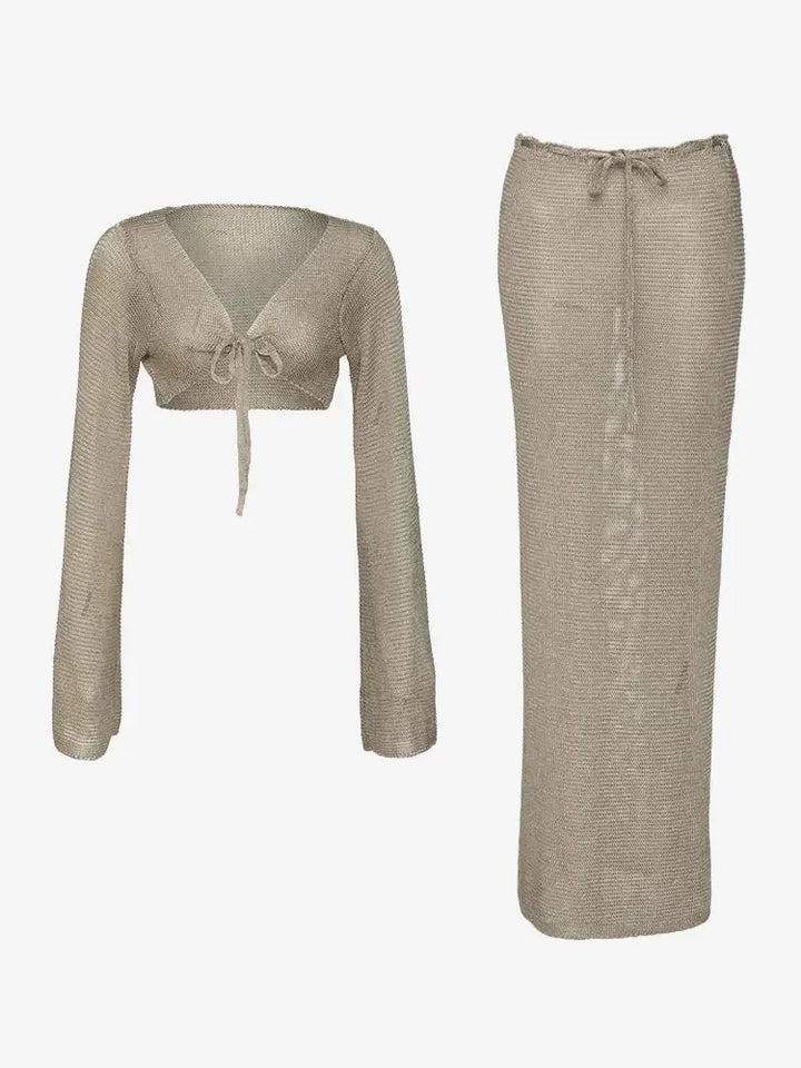 Vacation Gold Wrap Skirt Set
