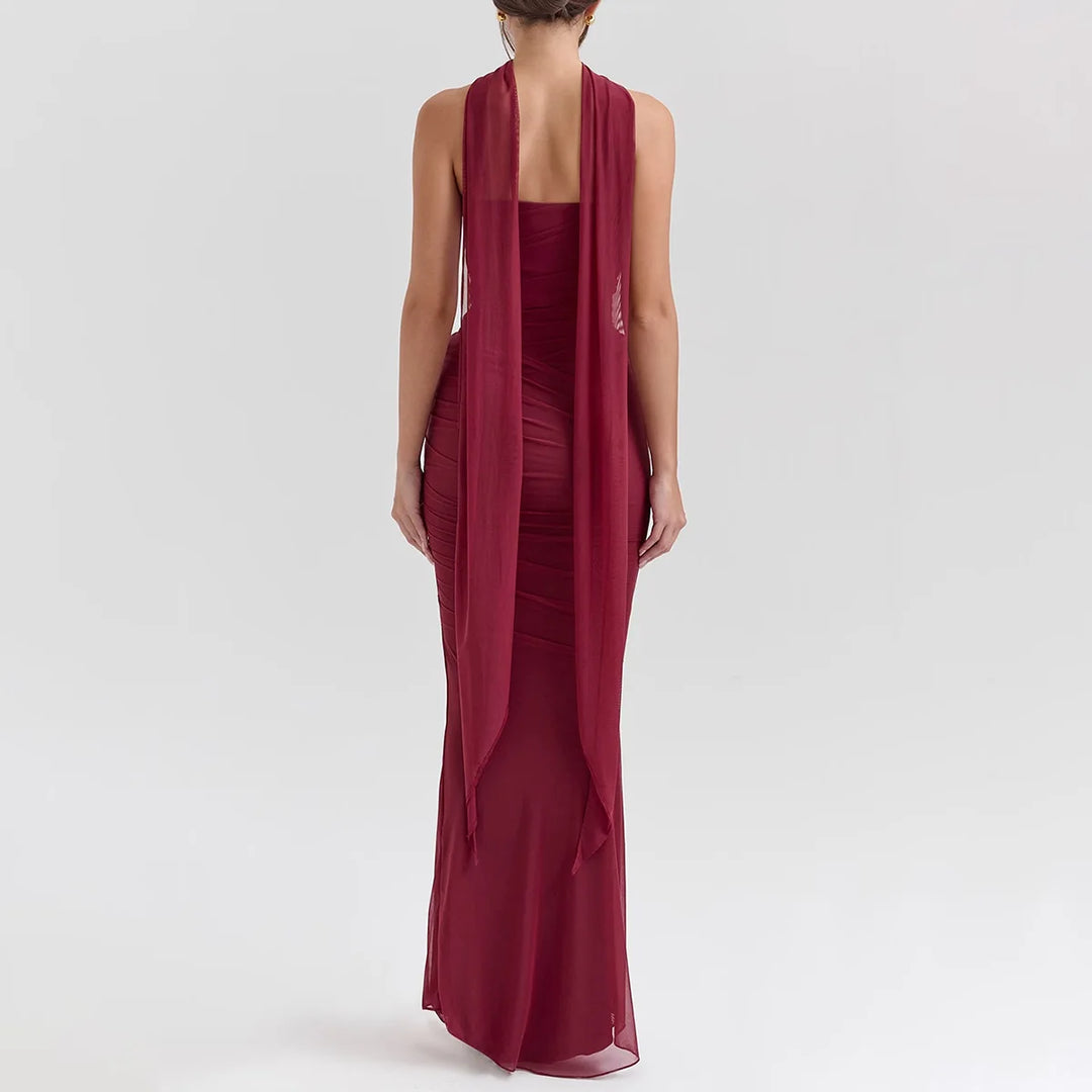 Cropped Top Long Dress Set