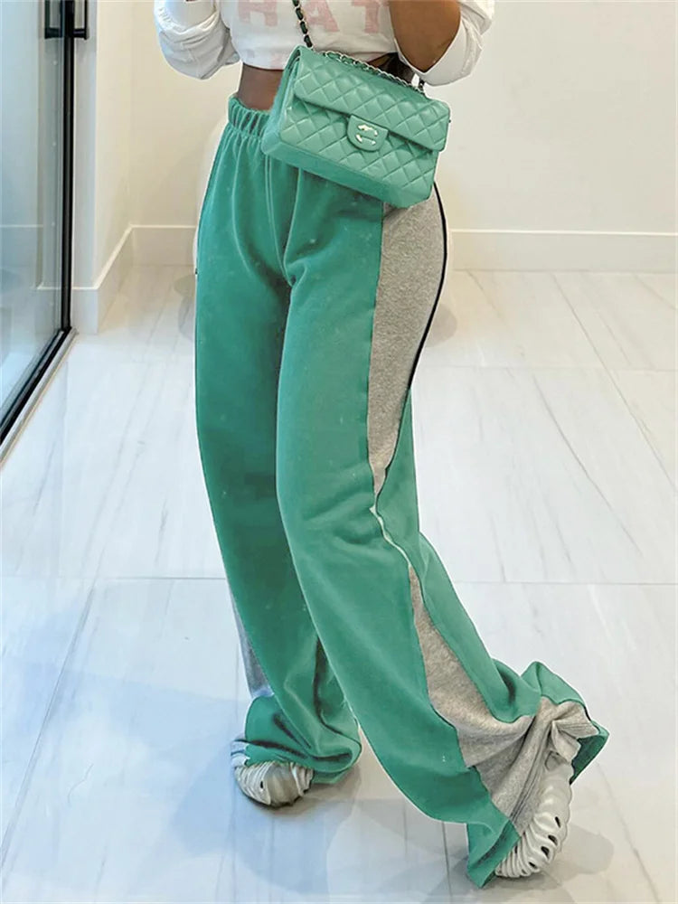 Casual Sporty Patchwork Y2k pants