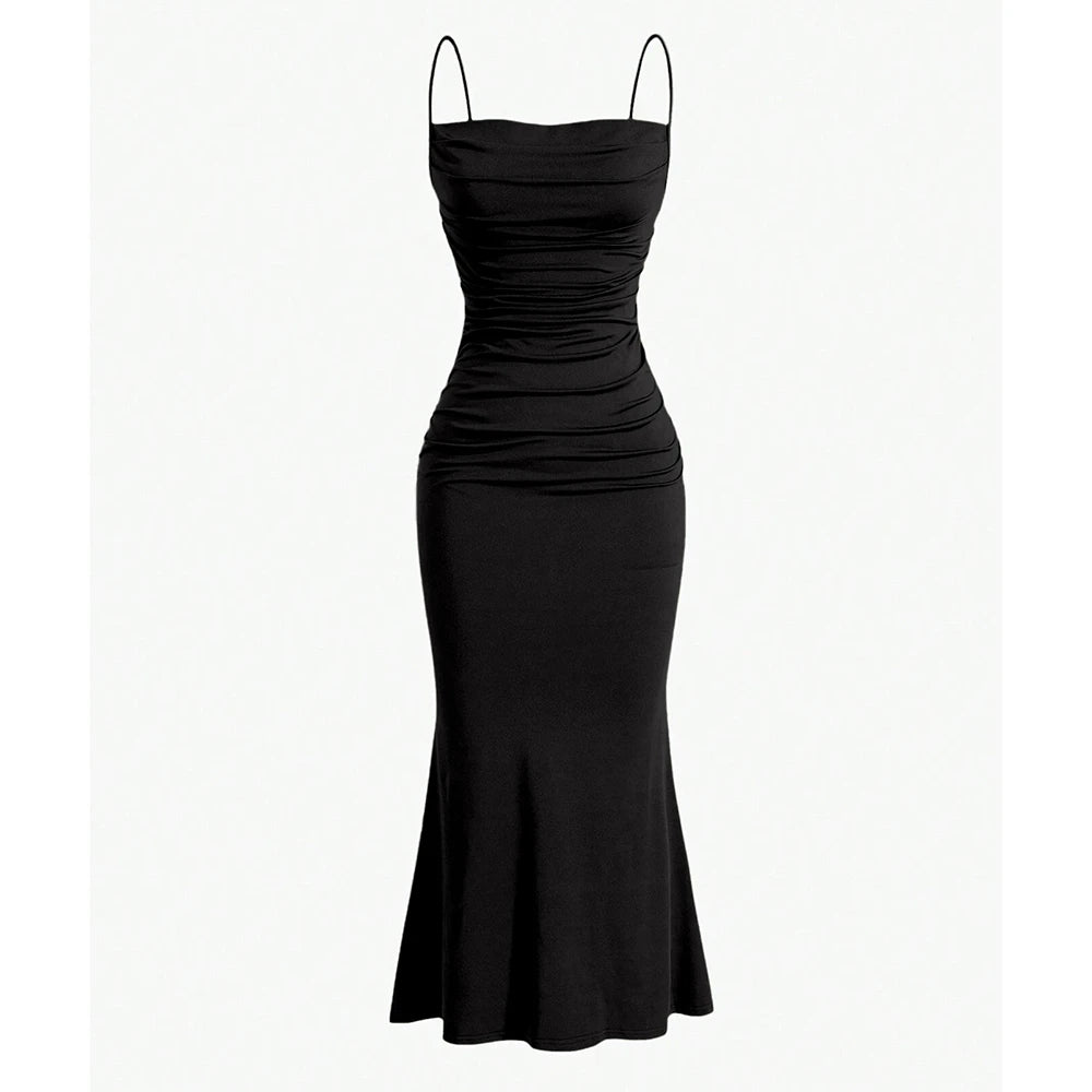 Strap Mermaid Hem Maxi  Elegant Dress