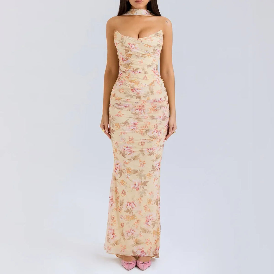 Cropped Top Long Dress Set
