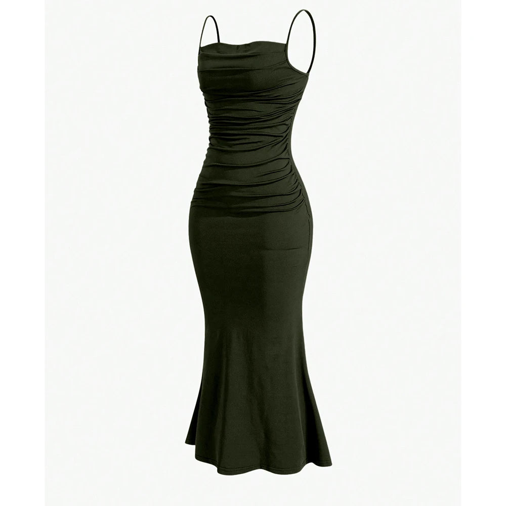 Strap Mermaid Hem Maxi  Elegant Dress