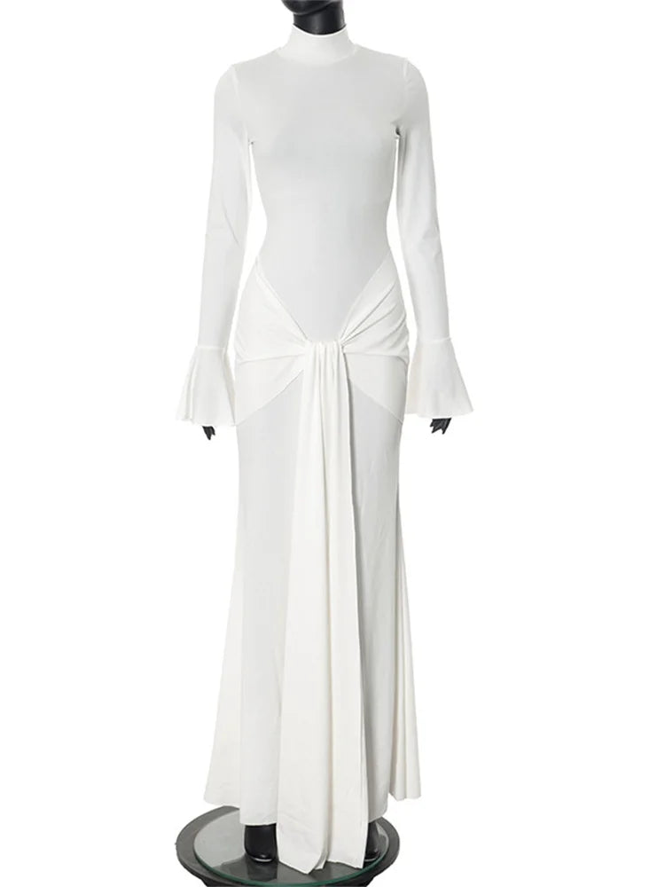Elegant Flare Sleeve Maxi Dress