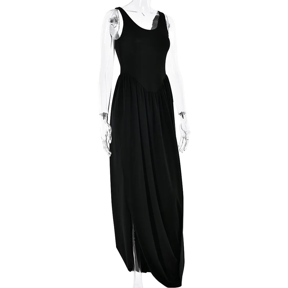 Sexy Draped Backless Maxi Dress