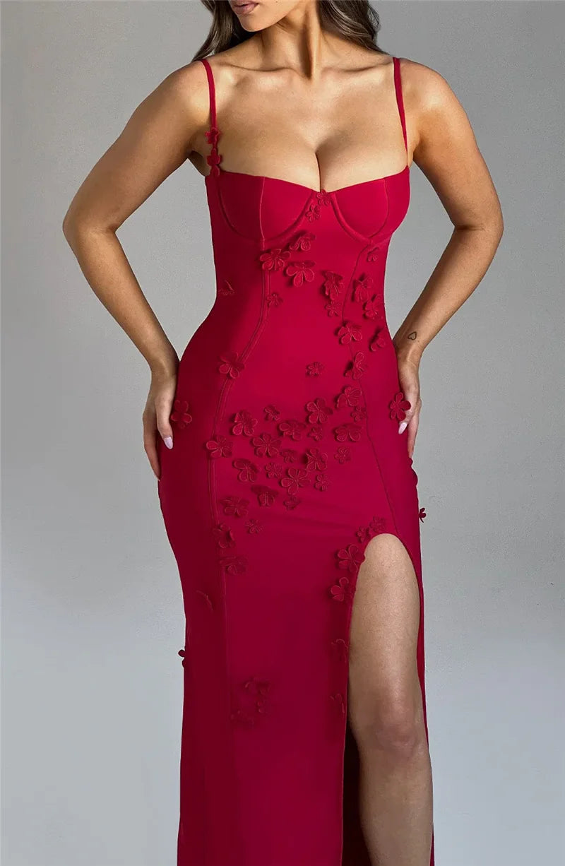 Flower Spaghetti Strap Maxi Dress
