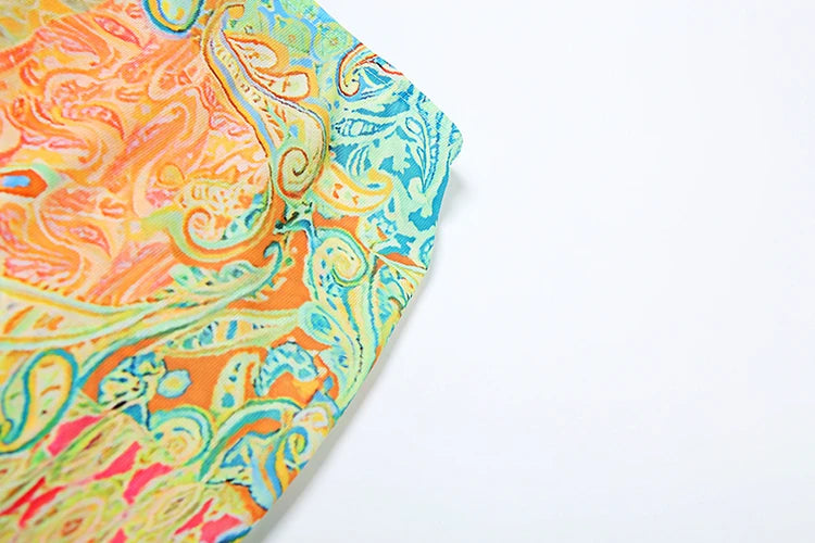 Colorful Print Bra Skirt Set