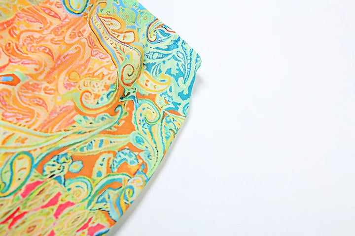 Colorful Print Bra Skirt Set