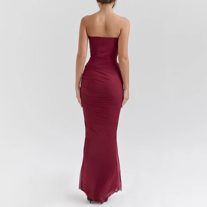 Cropped Top Long Dress Set