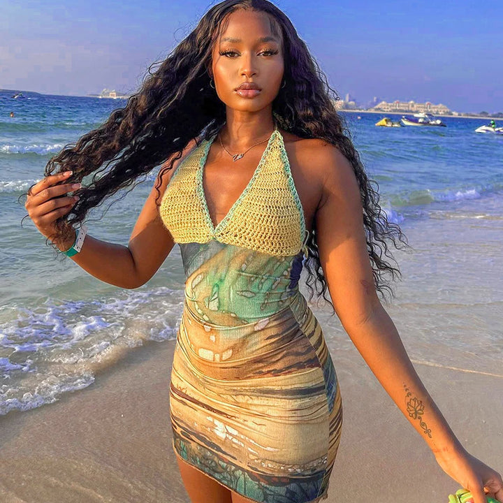 Scenic Lace-Up Mini Dress