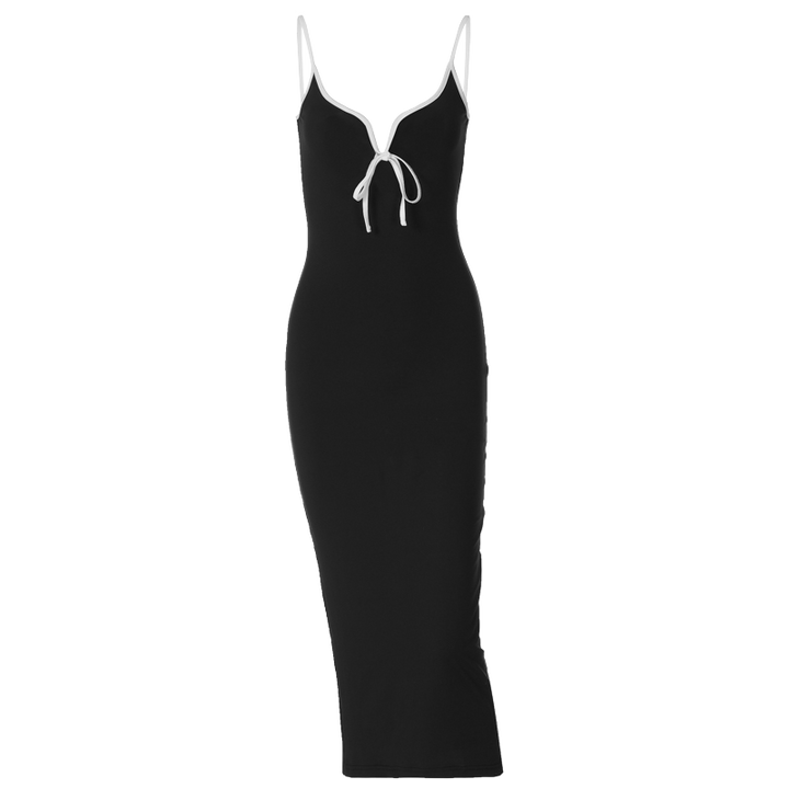 Elegant Lace-Up Maxi Dress