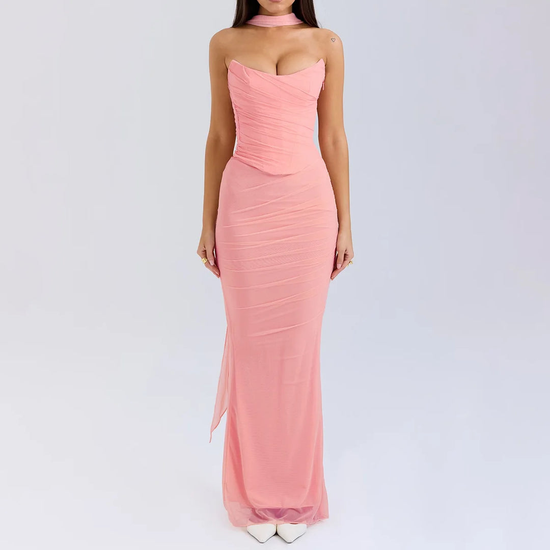 Cropped Top Long Dress Set