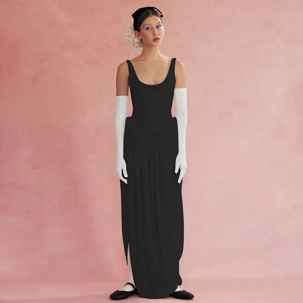 Sexy Draped Backless Maxi Dress