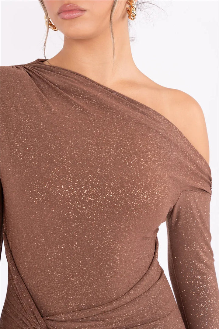 Sparkle Ruched Backless Maxi Dress