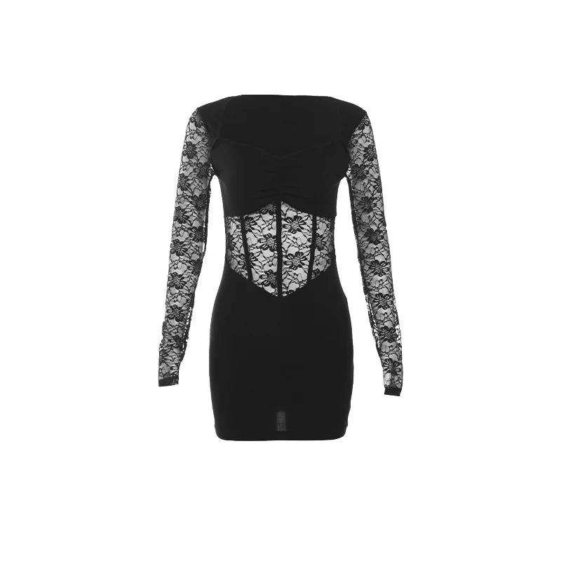 Midnight Lace Corset Mini Dress