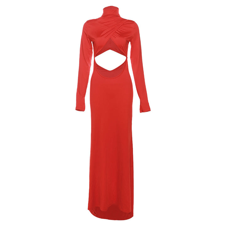 Elegant Red Cut Out Maxi Dress