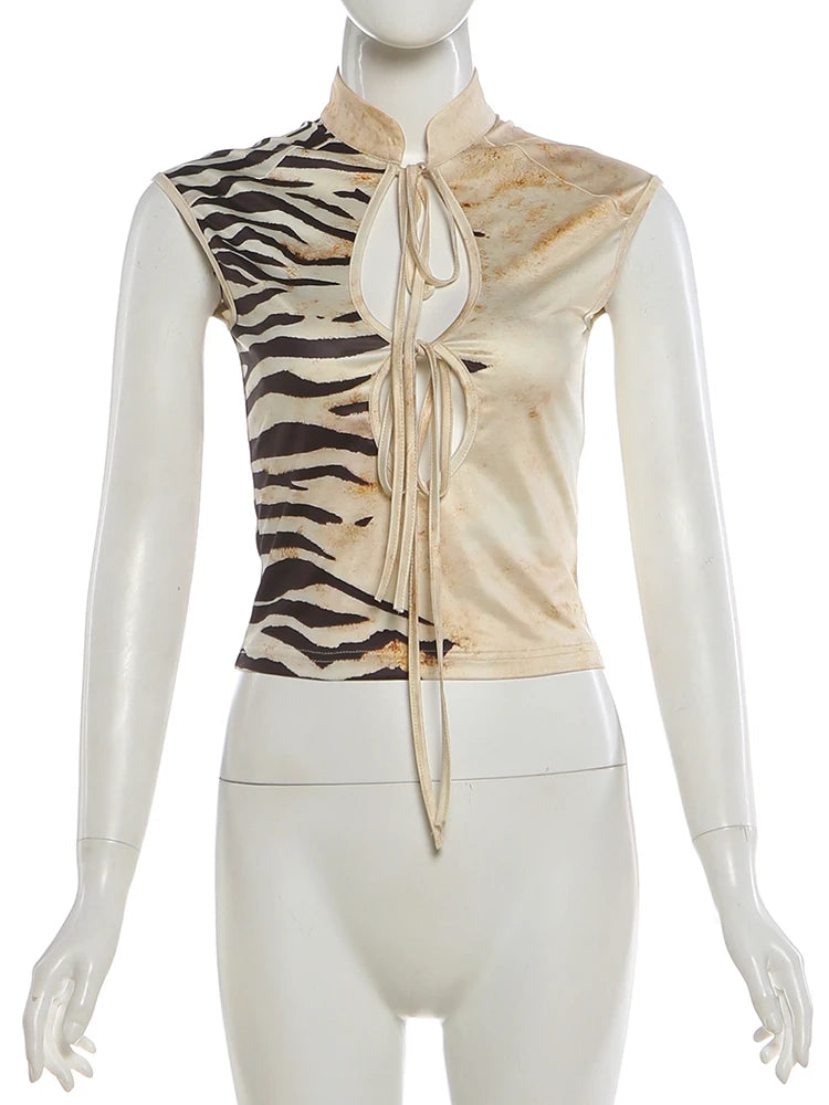 Naïa Animal Print Cut-Out Top