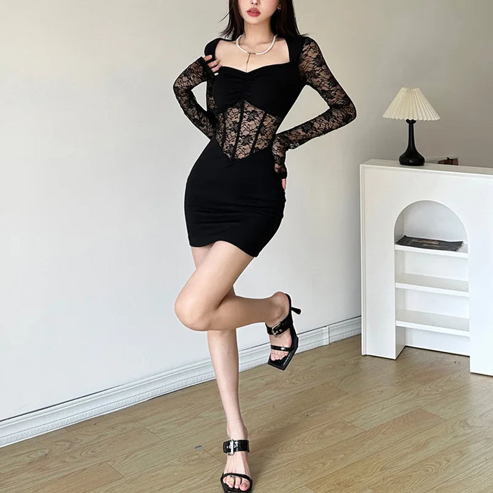 Midnight Lace Corset Mini Dress