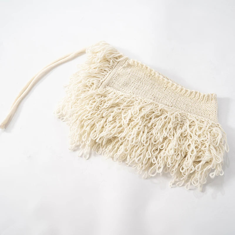 French Knit Sexy Set Tie Cardigan Long Sleeve Navel Top
