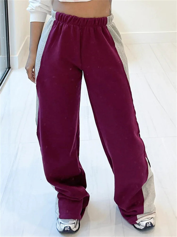 Casual Sporty Patchwork Y2k pants