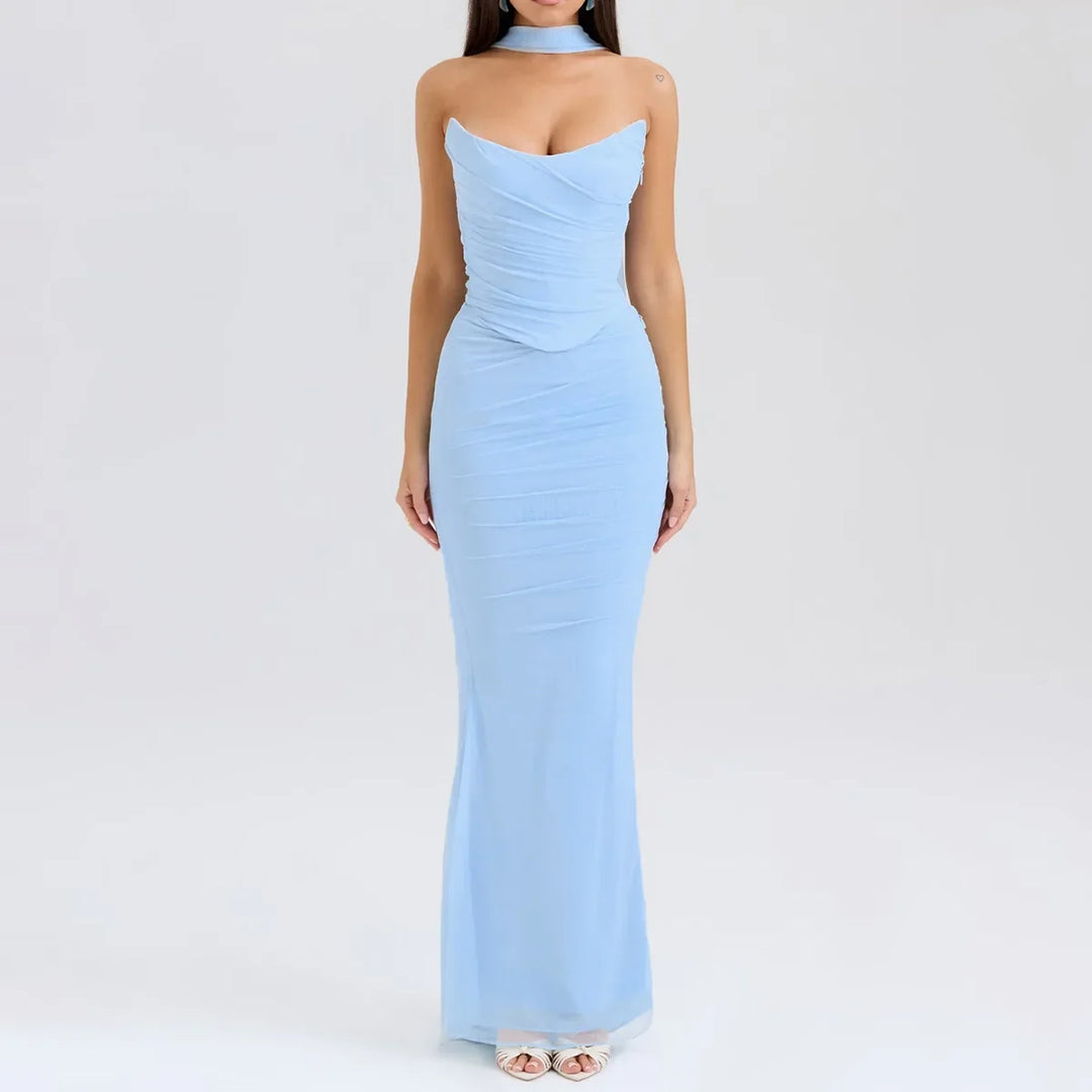 Cropped Top Long Dress Set