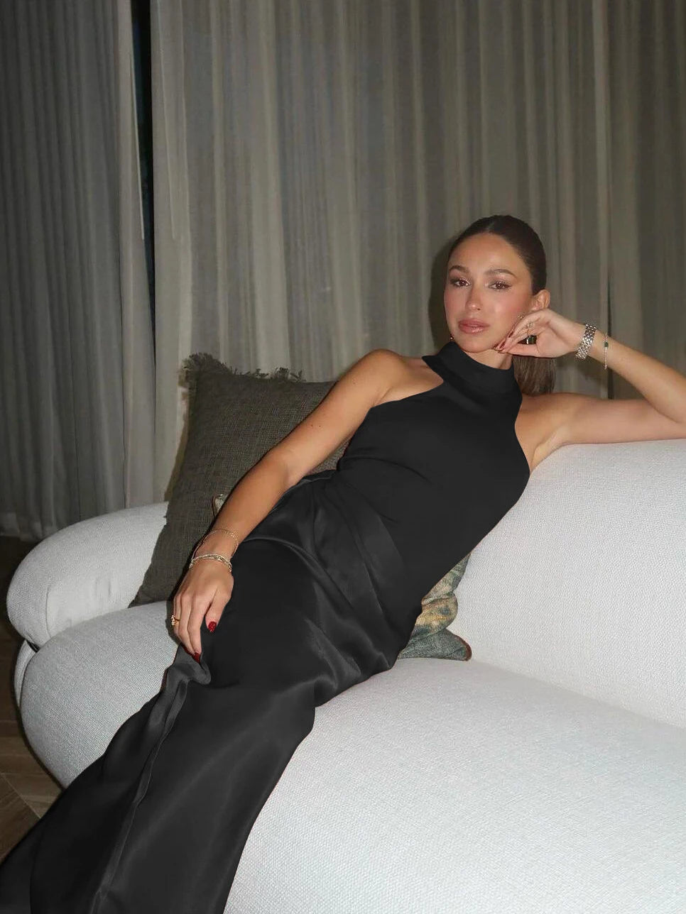 Sexy Satin Hollow Out Dress