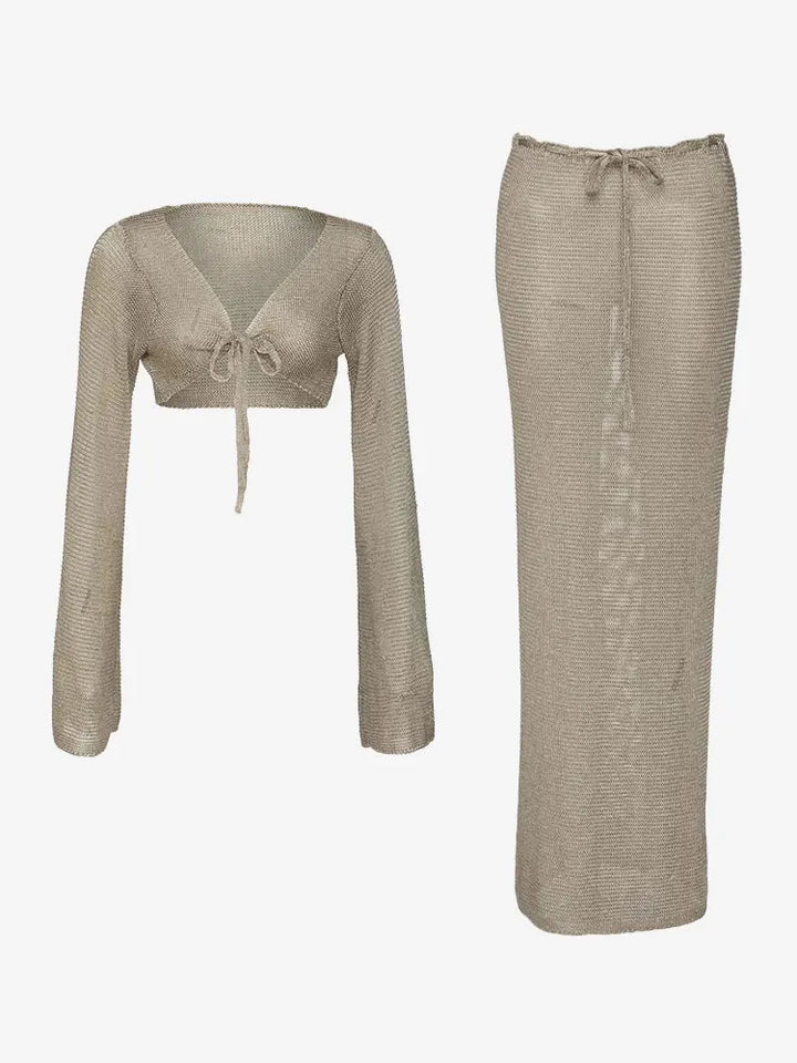 Vacation Gold Wrap Skirt Set