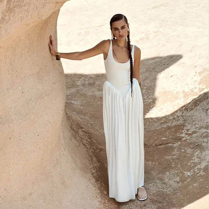 Sexy Draped Backless Maxi Dress