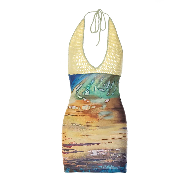 Scenic Lace-Up Mini Dress