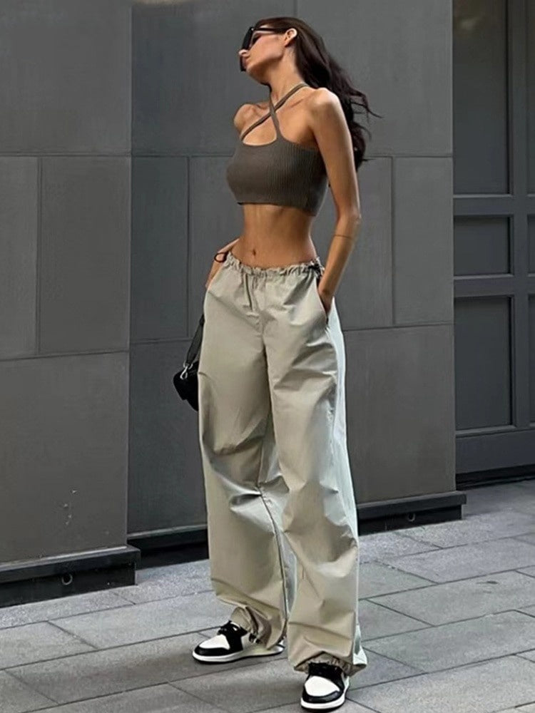 Solid Casual Oversized Cargo Pants