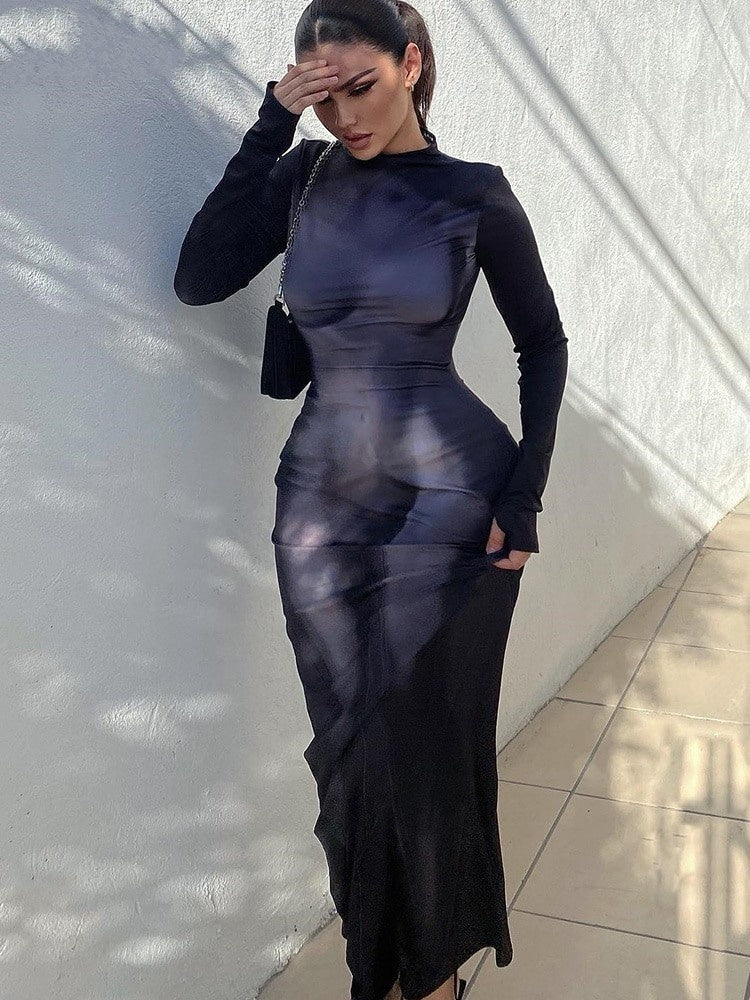 3D Body Print Maxi Dress